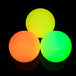 Three 70mm Rechargeable Multi-function balls glowing in yellow, orange, green colours