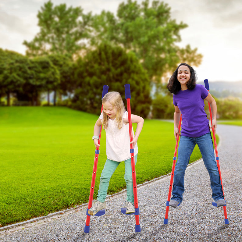 Two girls walking with Steady Stilts