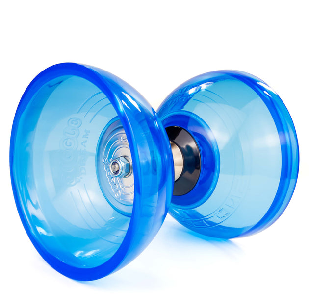 Juggle Dream Cyclone Quartz 2 Diabolo from side - blue colour