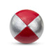 A silver and red Juggle Dream 120g juggling ball