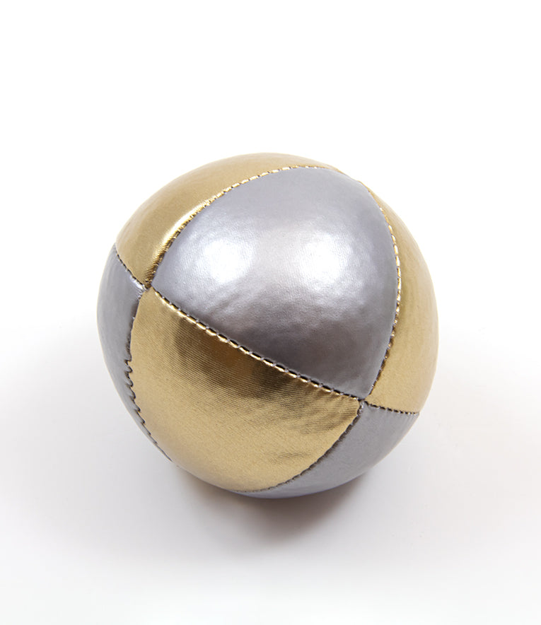 Silver and light golden 8-panel Squeeze Juggling Ball