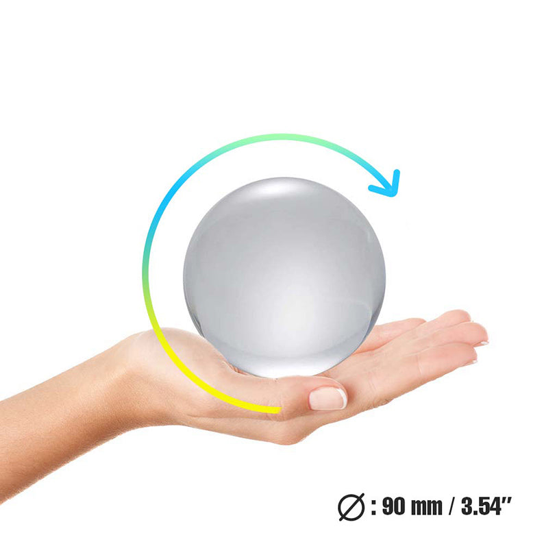 90mm/3.54" diameter Juggle Dream Crystal Clear Contact Juggling Ball in hand