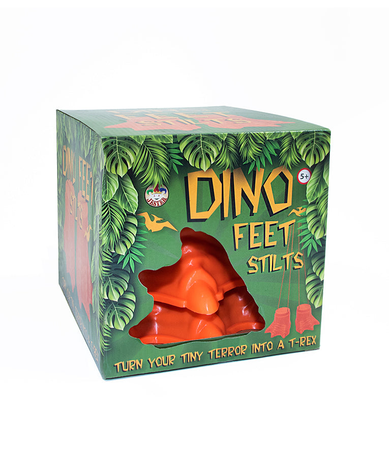 Packaging of Indy Jester Dino Feet Stilts
