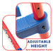 Close- up of Steady Stilts details where to adjust height with note: 'adjustable height both handles & foot plates'