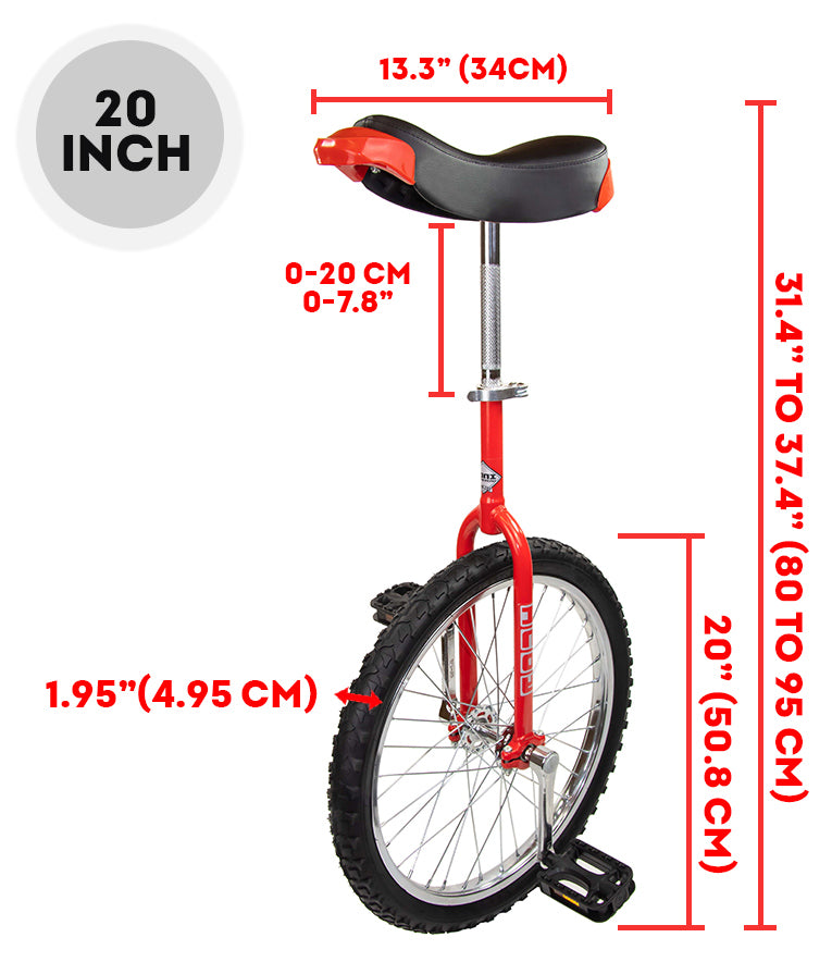 20 inch Indy unicycle dimensions