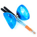 Blue Diabolo in lying position with handsticks