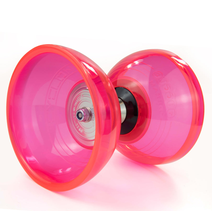 Juggle Dream Cyclone Quartz 2 Diabolo from side - pink colour