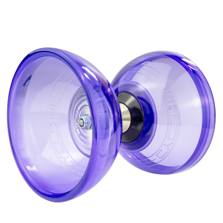 Juggle Dream Cyclone Quartz 2 Diabolo from side - purple colour