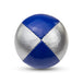 A silver and blue Juggle Dream 120g juggling ball