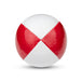 A white and red Juggle Dream 120g thud juggling ball