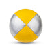 A silver and yellow Juggle Dream 120g juggling ball