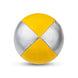 A silver and yellow Juggle Dream 120g juggling ball