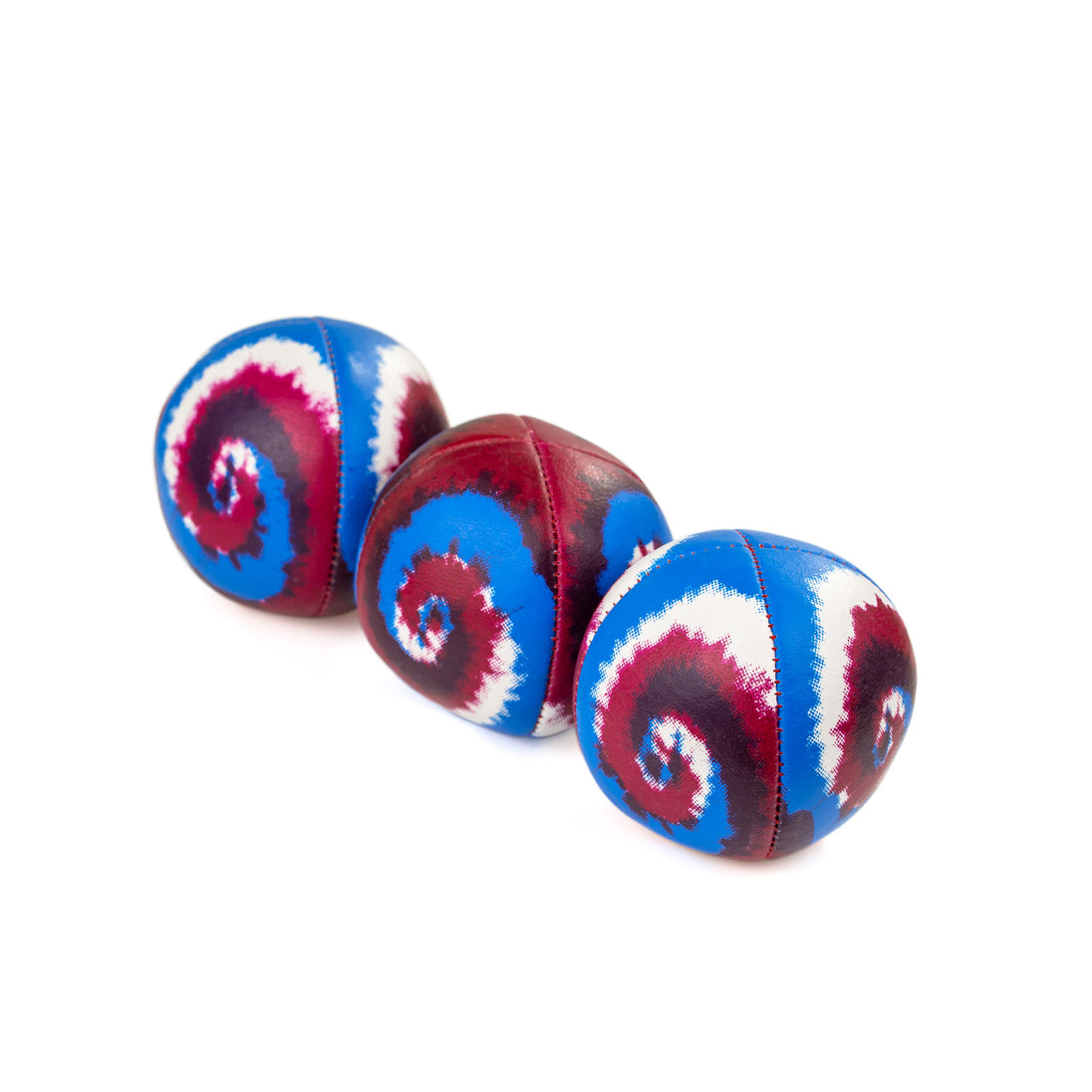 3 Festival Tye Dye Swirls - Blue / White / Red Swirl upside down