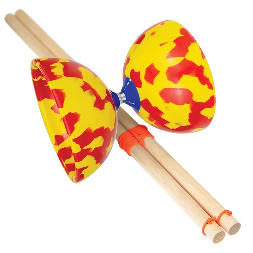 Juggle Dream yellow and red colours Diabolo Toy with wooden handsticks
