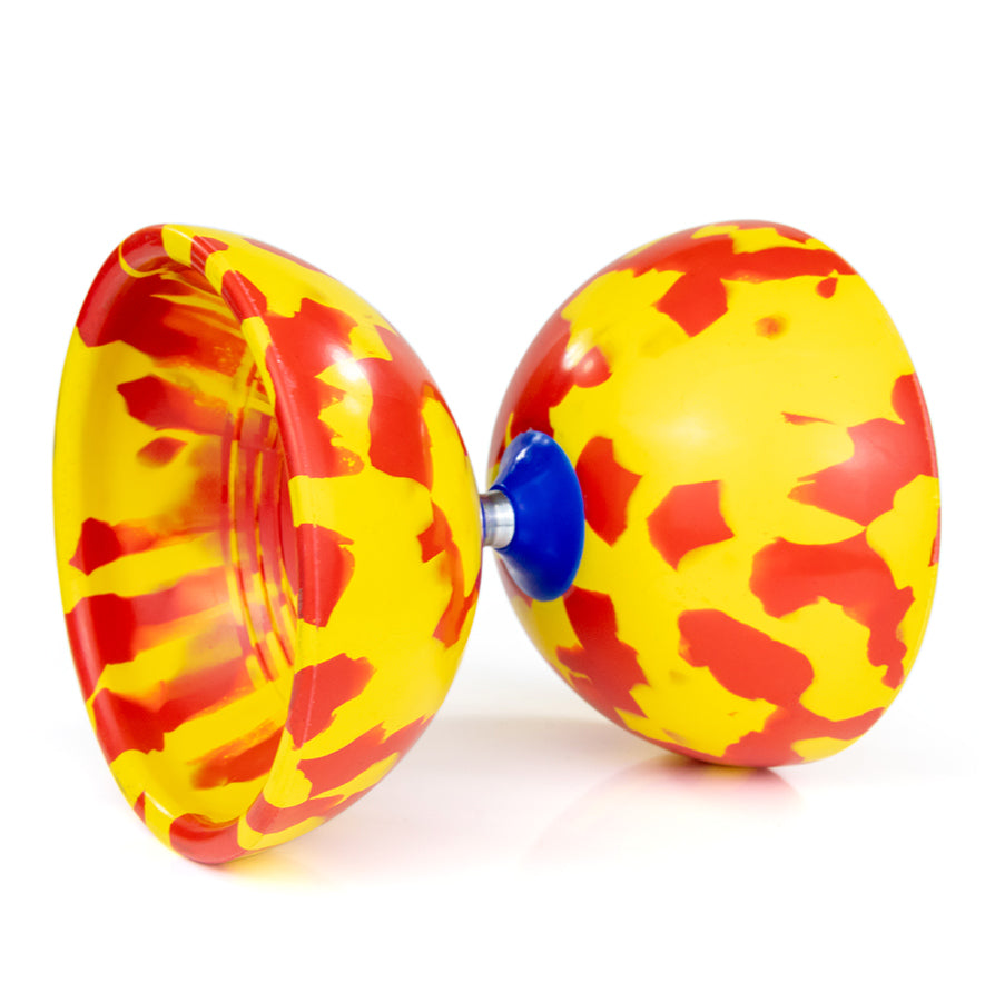 Juggle Dream red and yellow colours Diabolo in lying position