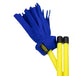 Close-up of Blue/ Yellow Flower Stick tassels with handsticks