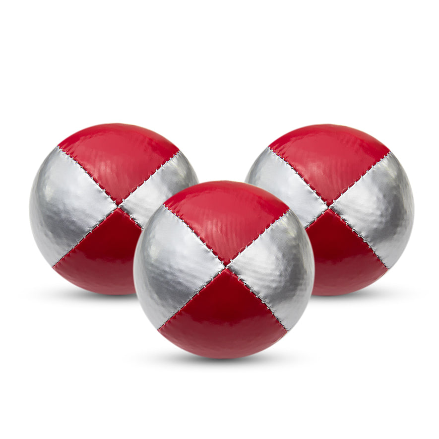 Juggle Dream Set of 3 Professional Juggling Balls - silver/red colours