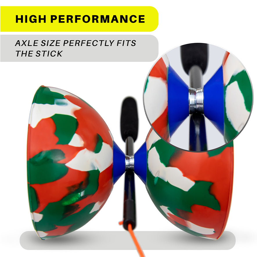 Juggle Dream Jester Medium Diabolo axle size perfectly fits the stick