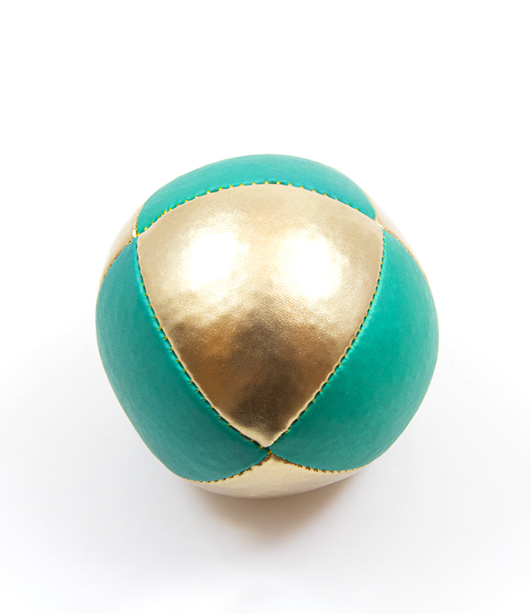 Green and light golden 8-panel Squeeze Juggling Ball