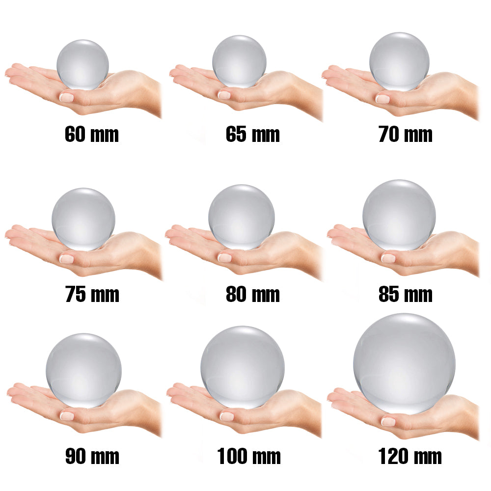 All sizes of Clear Contact Juggling Balls in hands