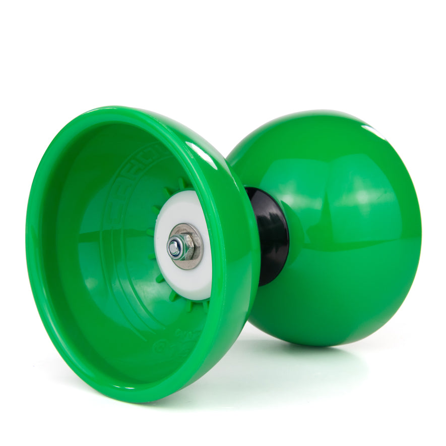 Juggle Dream Carousel Bearing Diabolo from side - Green colour