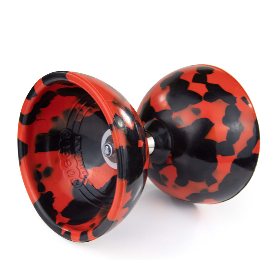 Juggle Dream Jester Bearing Diabolo from side Black/ Red colours