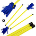 Full length Blue/ Yellow Flower Stick with close-up of tassels and handsticks