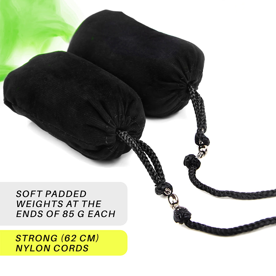 Scarf Poi soft padded weights at the ends of 85g each, strong (62 cm) nylon cords
