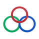 Three various colours juggling rings
