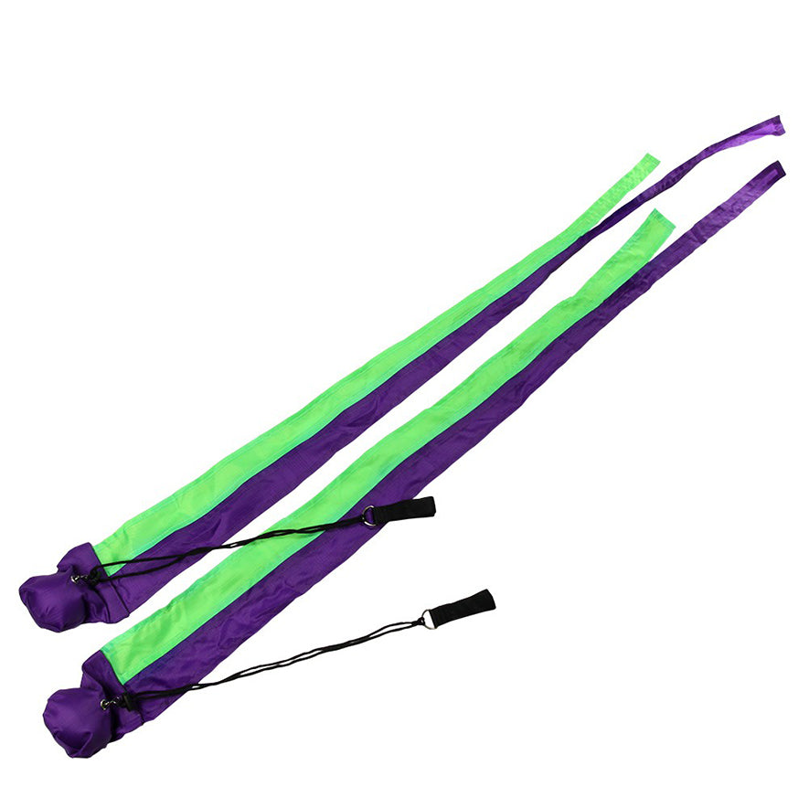 Juggle Dream Tail Poi full length - green/purple colour