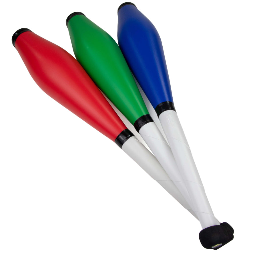 Three Juggling Clubs of red, green and blue colour
