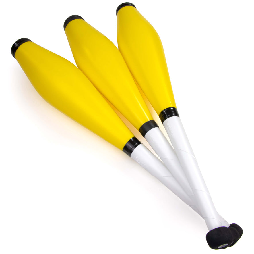 Three yellow Juggling Clubs 