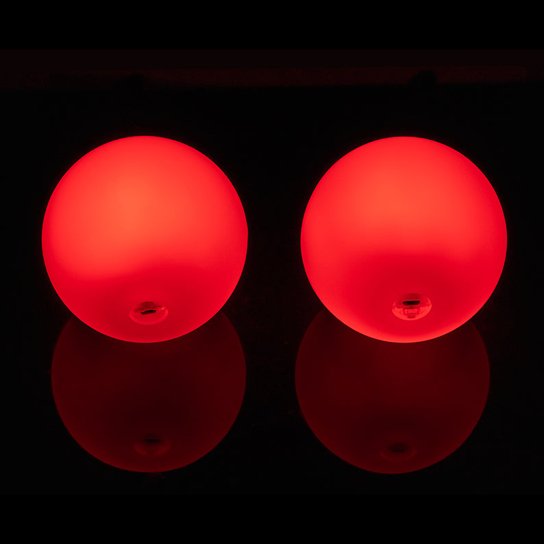 Two 95 mm LED Contact Pois glowing in red