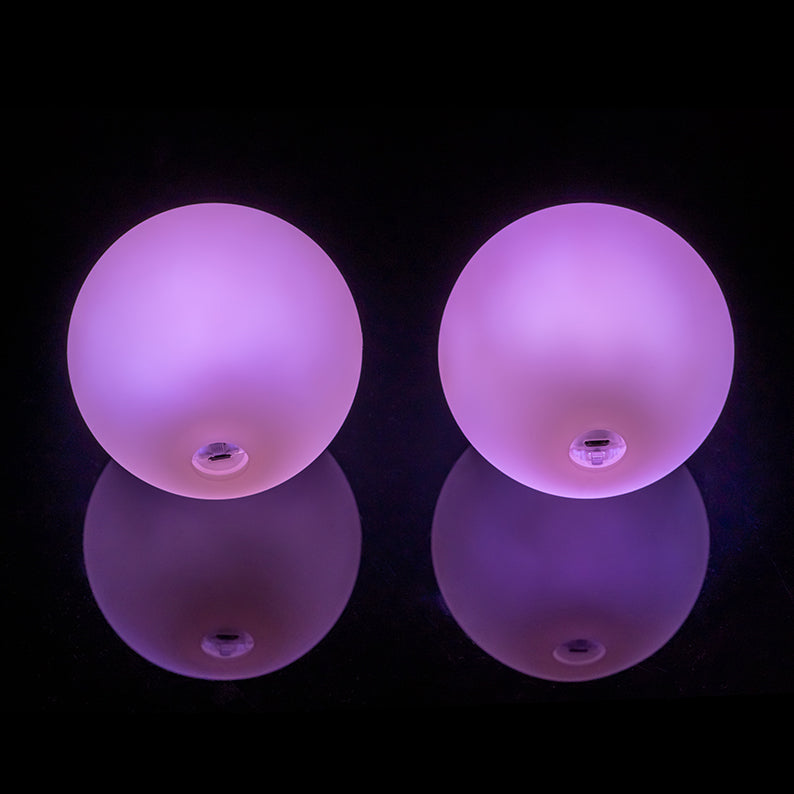 Two 95 mm LED Contact Pois glowing in purple