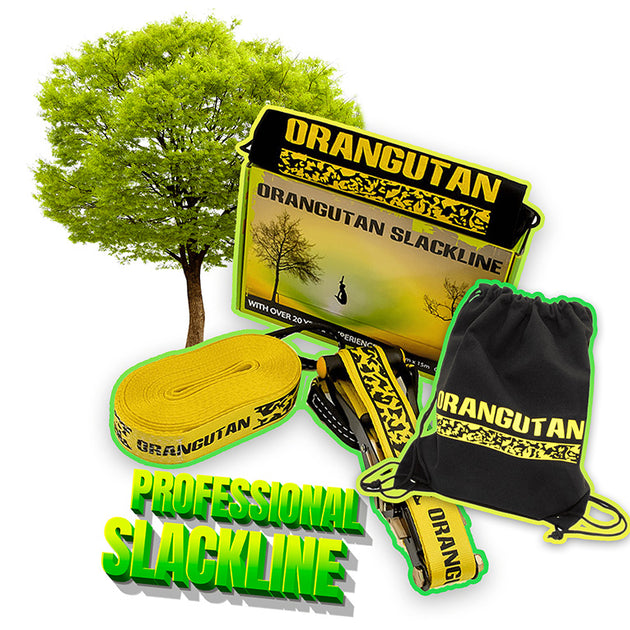 Orangutan Slackline 15m Set with line, ratchet, bag, packaging box