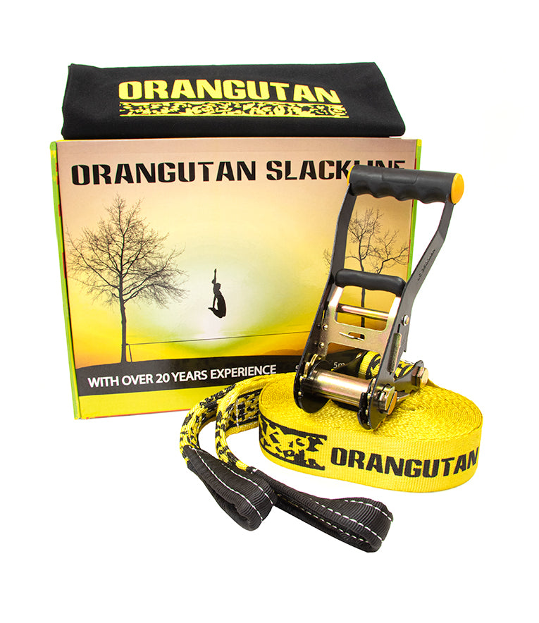 Orangutan Slackline 15m Set with line, ratchet, bag, packaging box