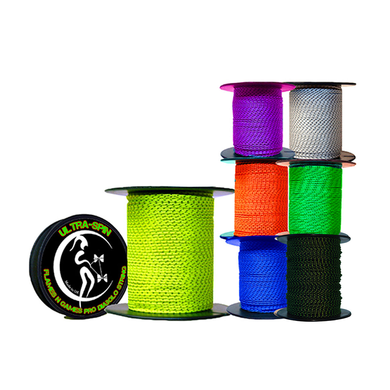 Flames N' Games ULTRA-SPIN Pro Diabolo String 25meter Reels various colours