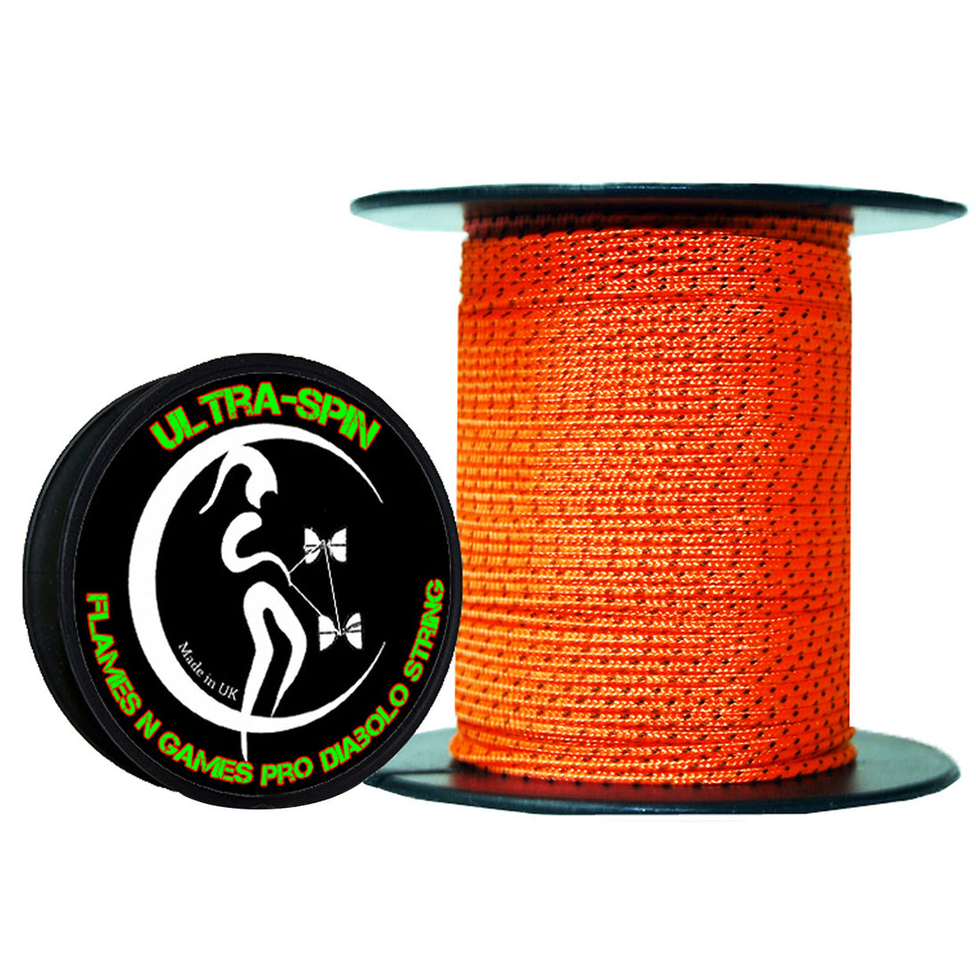 Flames N' Games ULTRA-SPIN Pro Diabolo String 25meter Reel Orange and Black colour