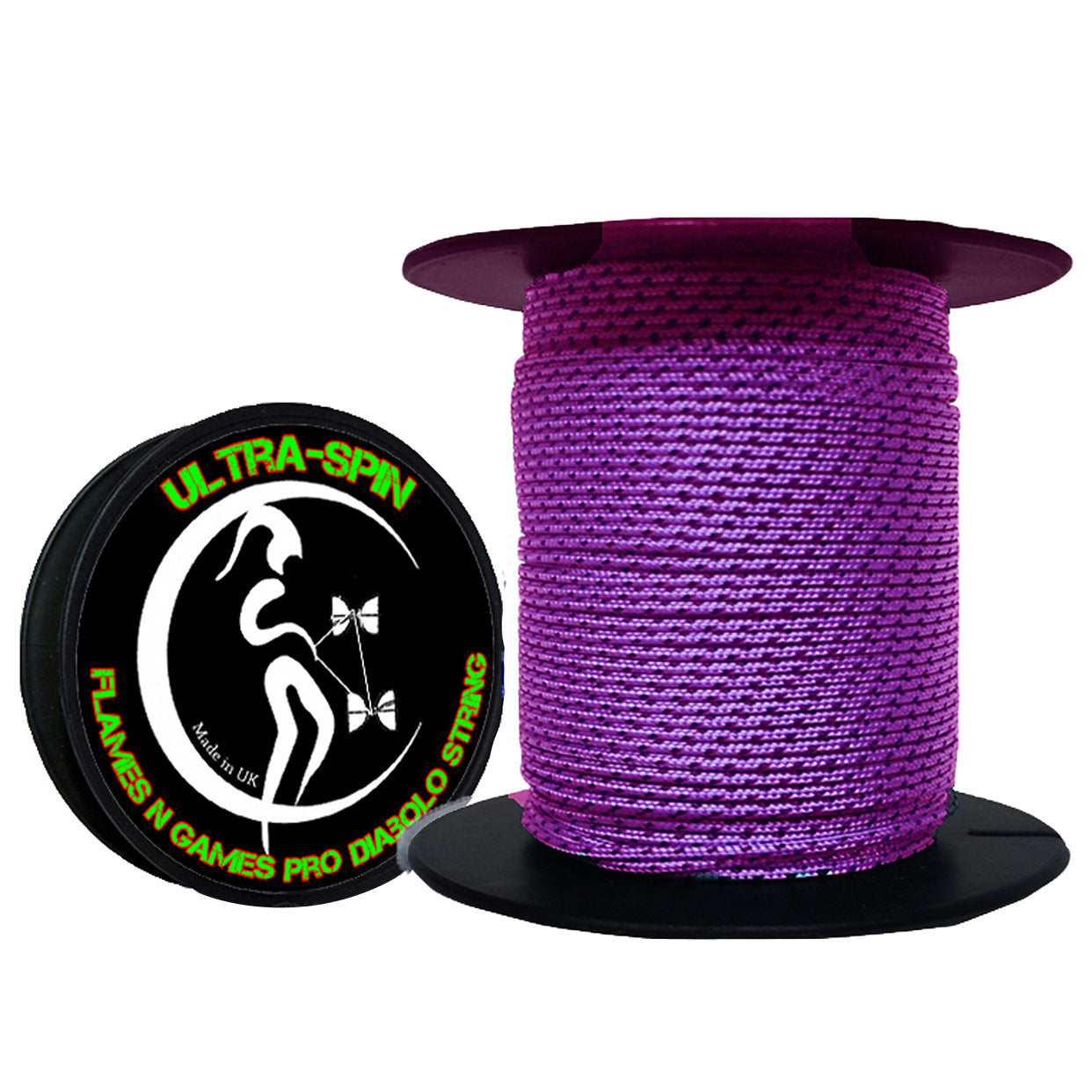 Flames N' Games ULTRA-SPIN Pro Diabolo String 25meter Reel Purple and Black colour