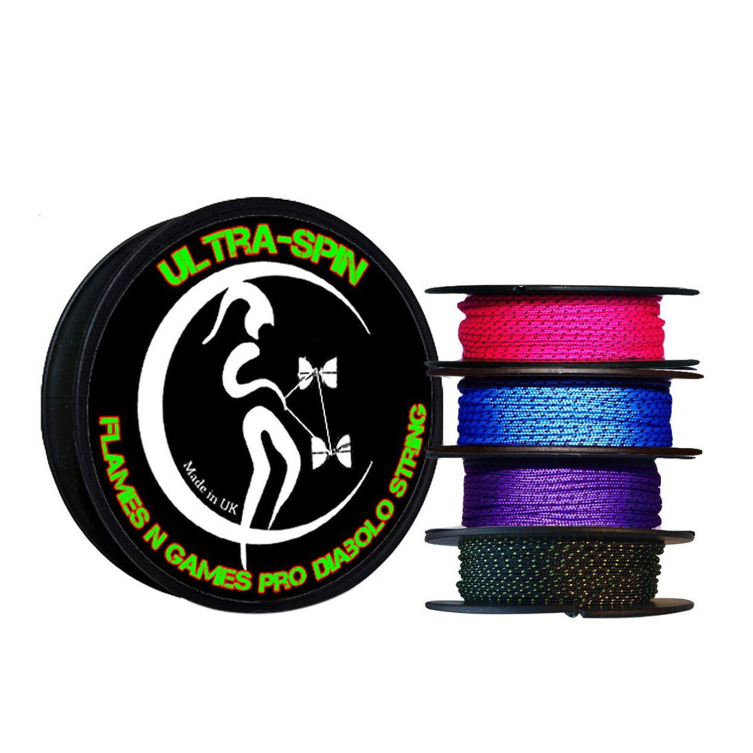 Flames N' Games ULTRA-SPIN Pro Diabolo String 10meter Reels various colours