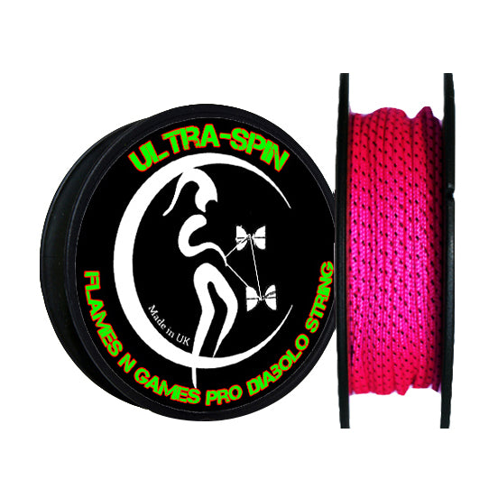 Flames N' Games ULTRA-SPIN Pro Diabolo String 10meter Reel Pink and Black colour
