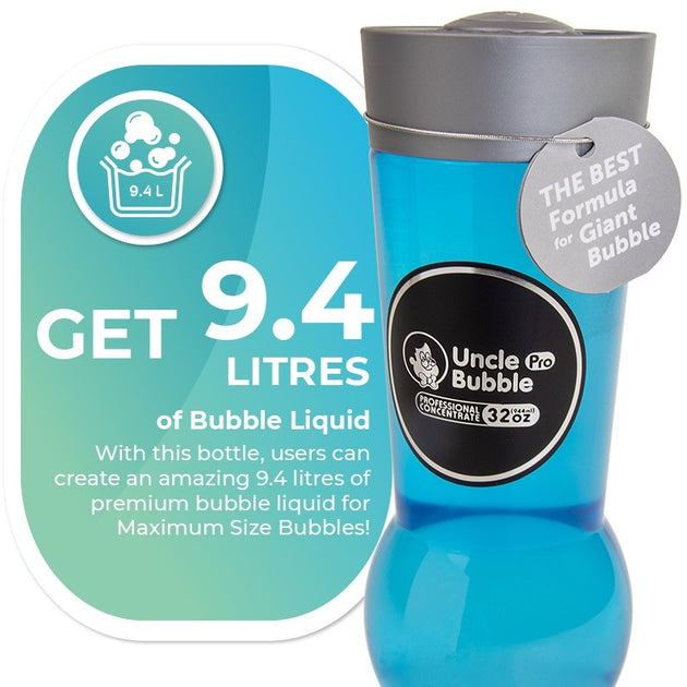 Uncle Bubble 32oz - 1:9 Concentrate Bottle with note: 'get 9.4 litres of bubble liquid'