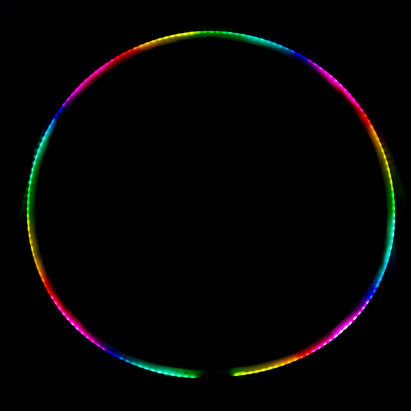 Spinning LED Hoop in rainbow colours lightening