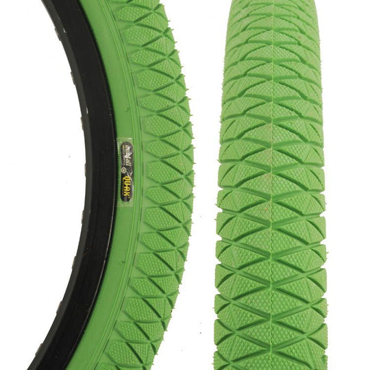 Close-up of Qu-Ax Freestyle Unicycle Tyre - 20" - Green
