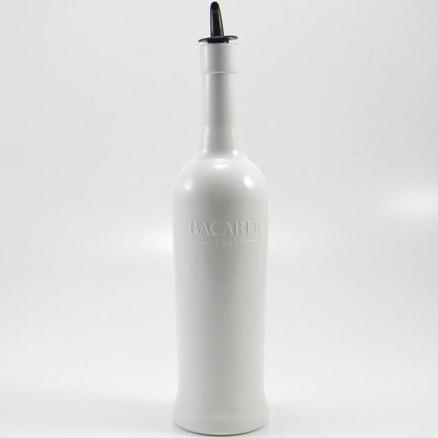 Flairco White Bacardi Flair Bottle - With Pour Spout