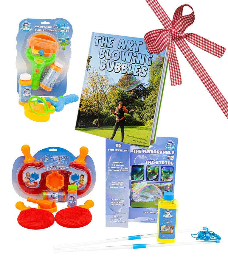 Indy Tri-String - Ping-Pong - Double Bubble Blower - Art Of Blowing Bubbles Book - RRP -£35.97