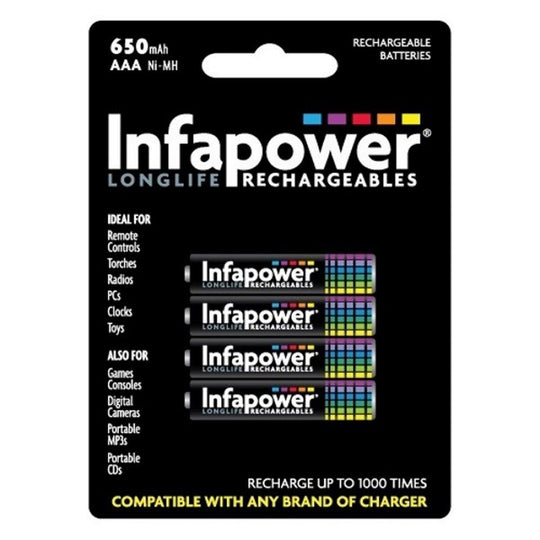 Infapower Rechargeable Batteries AAA 650mAh Ni-MH 1-Pack