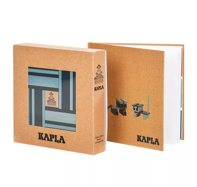 Kapla Book and Colours Box - Light Blue/Dark Blue
