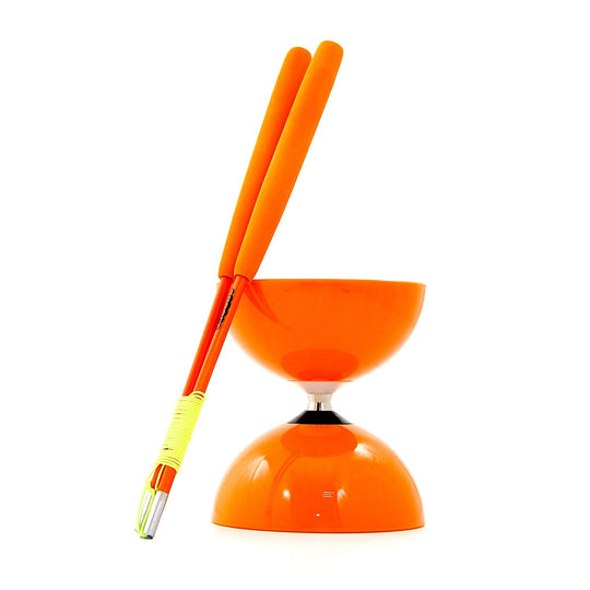 Juggle Dream Big Top Bearing Diabolo & Superglass Diablo Sticks - orange colour