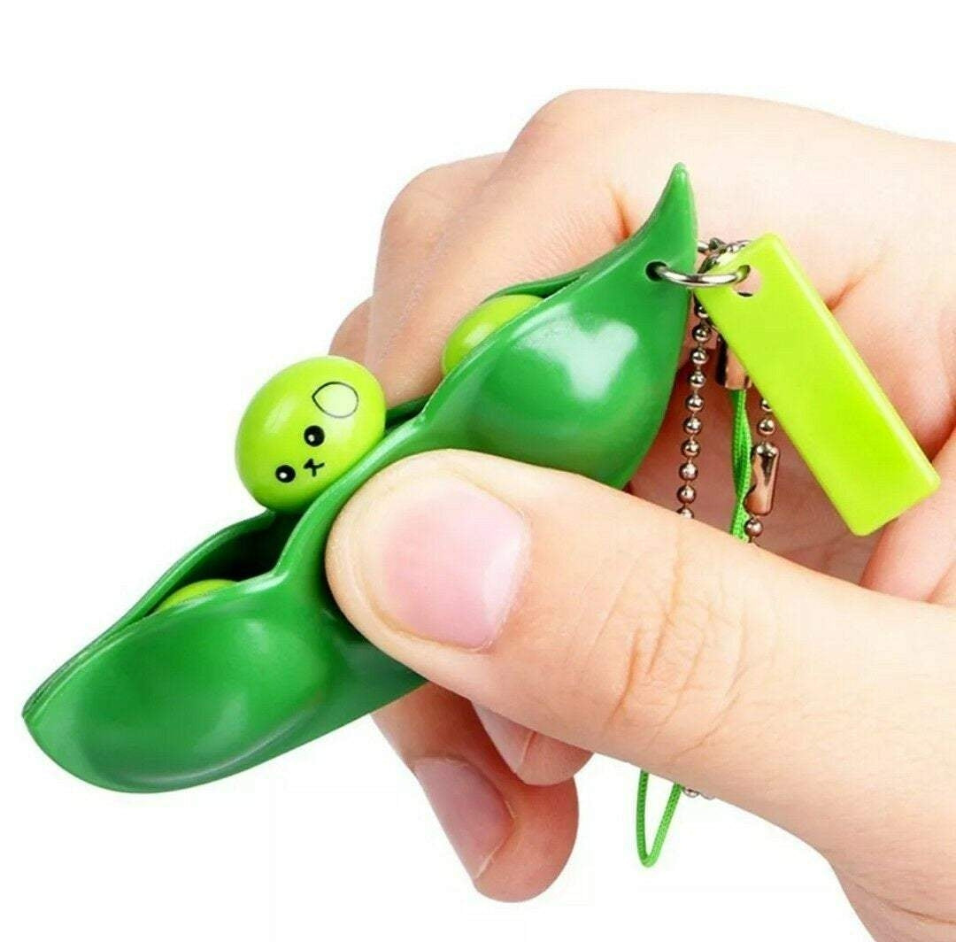 Fidget Keychain – Sensory Popper Wrist Strap & Compression Key Ring – Blue Silicone – Unbranded